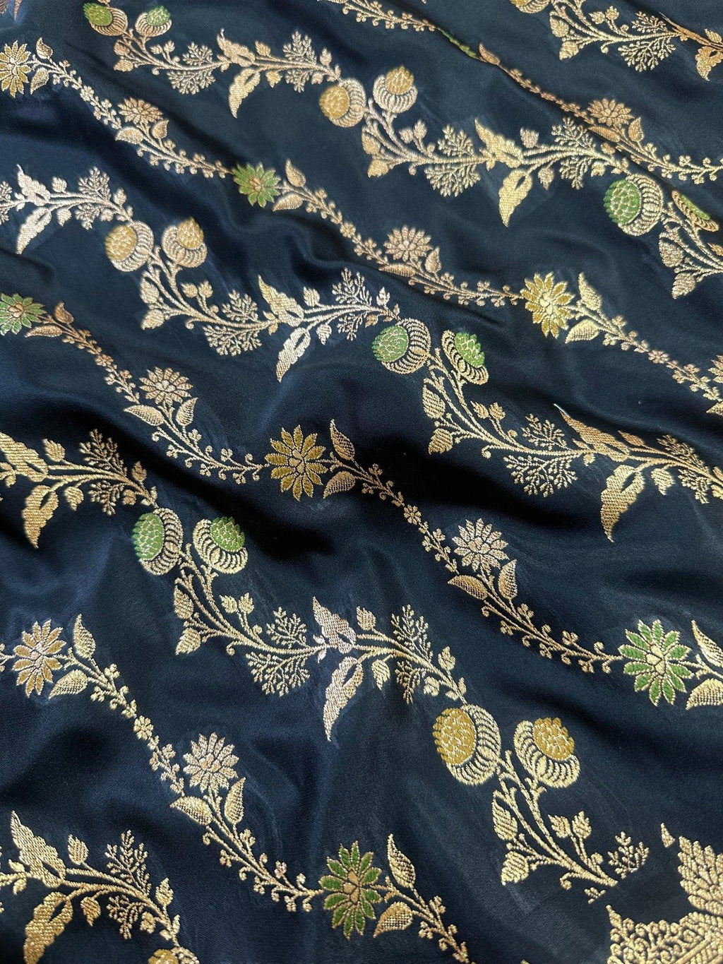 luxury satin silk Banarasi saree with minakari - Katan Banaras