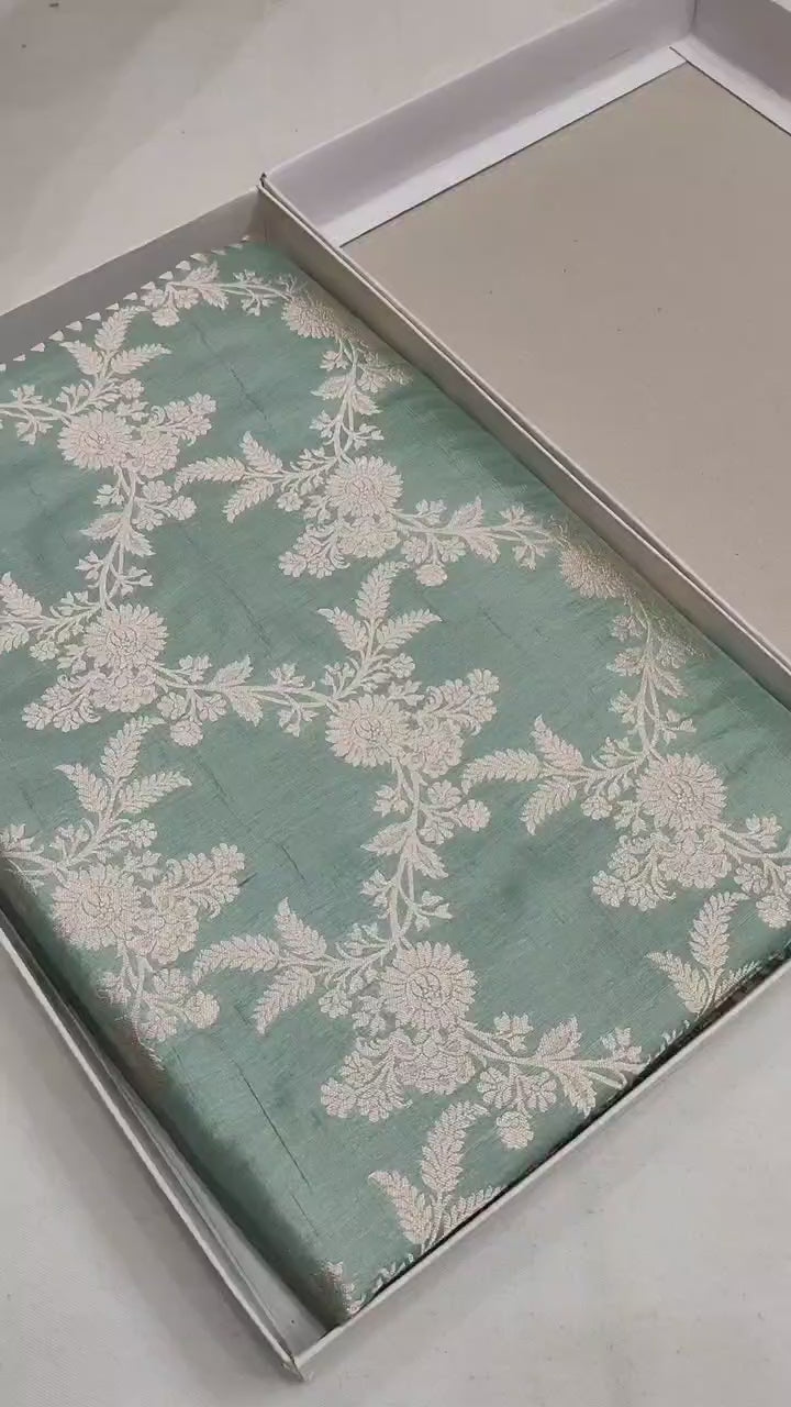 Pure Katan Silk Banarasi Saree with Jaal Work