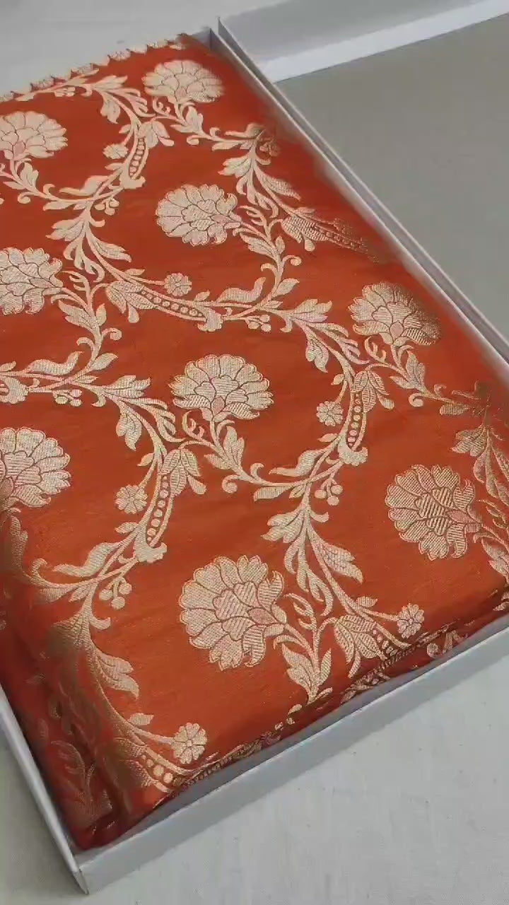 Pure Katan Silk Banarasi Saree with Jaal Work