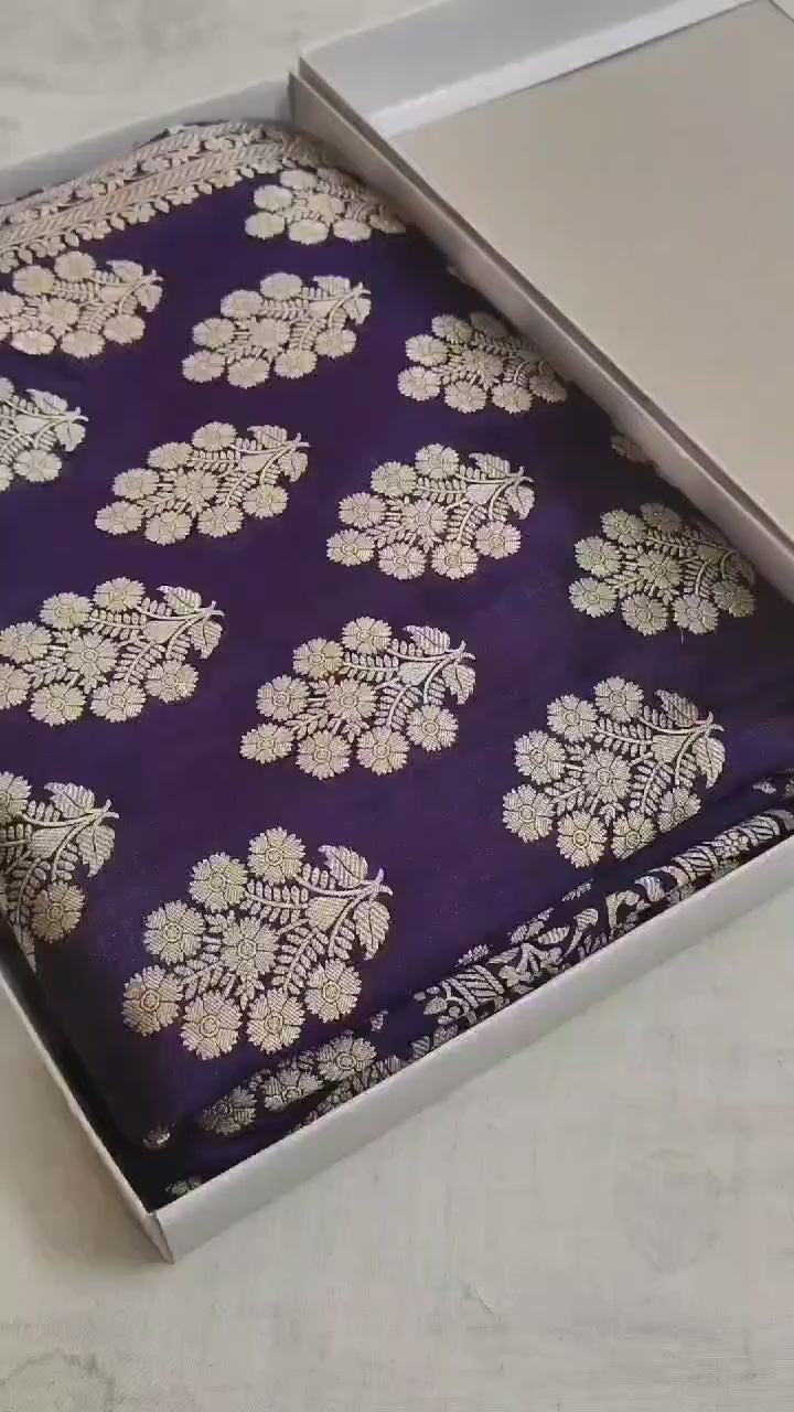 Pure Katan Silk Banarasi Saree with Jaal Work