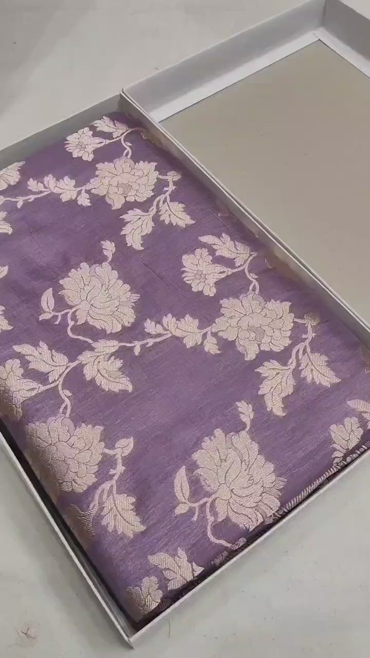 Pure Katan Silk Banarasi Saree with Jaal Work