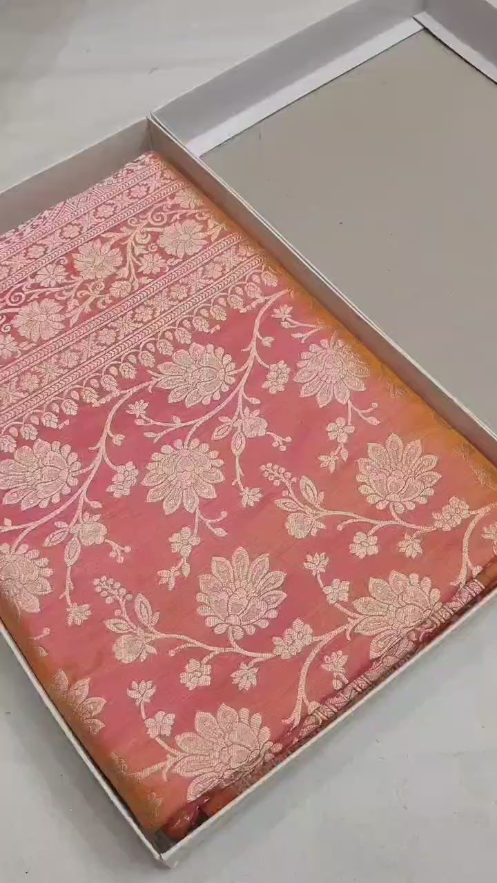 Pure Katan Silk Banarasi Saree with Jaal Work
