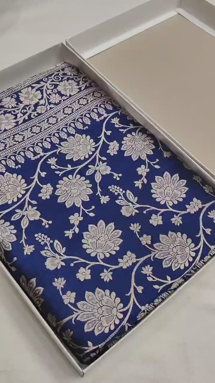 Pure Katan Silk Banarasi Saree with Jaal Work