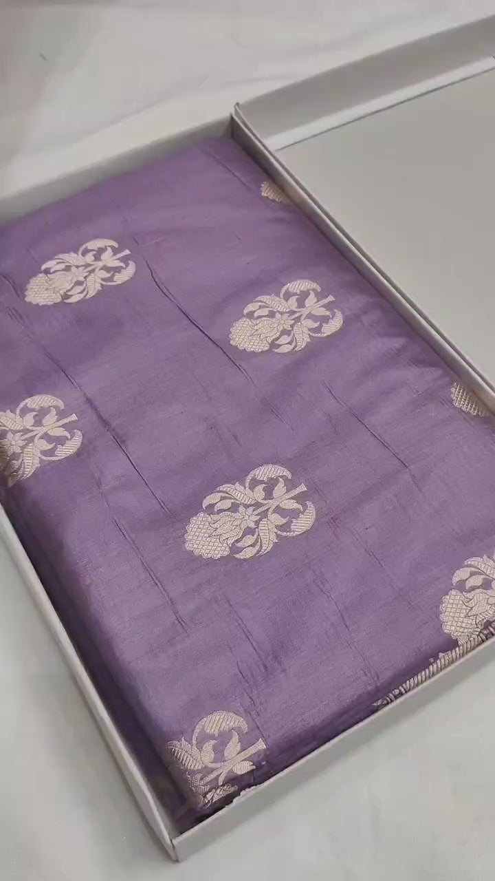 Pure Katan Silk Handloom Saree with Big Buta Motifs & Zari – Royal Banarasi Weave | Heritage Elegance