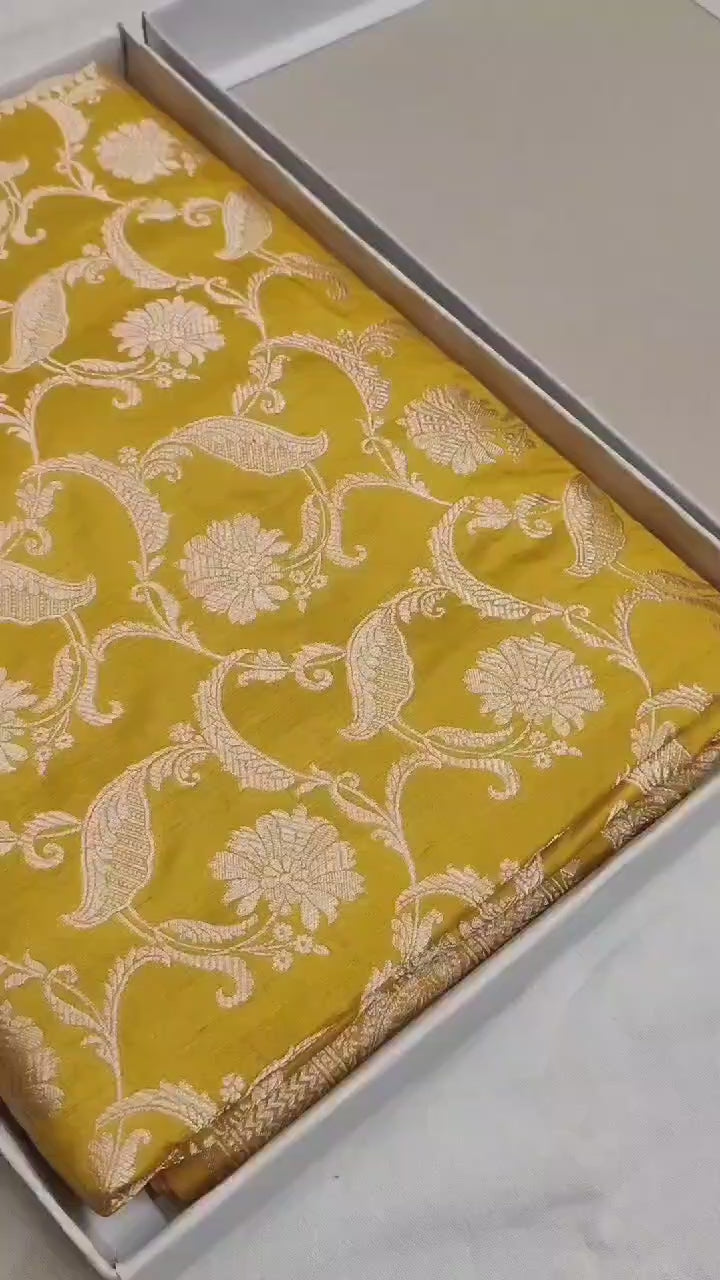 Pure Katan Silk Banarasi Saree with Jaal Work