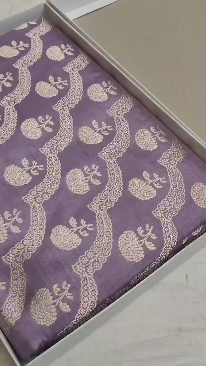 Pure Katan Silk Banarasi Saree with Jaal Work