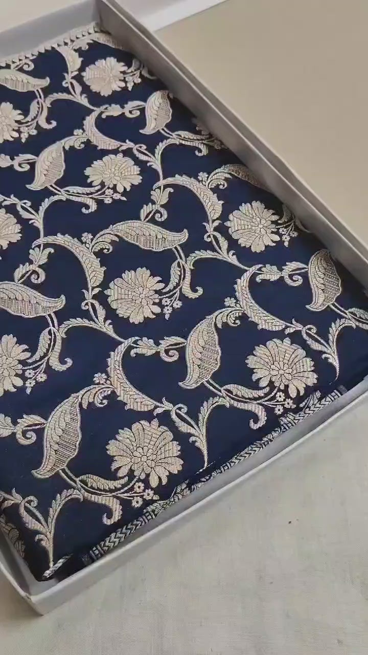 Pure Katan Silk Banarasi Saree with Jaal Work