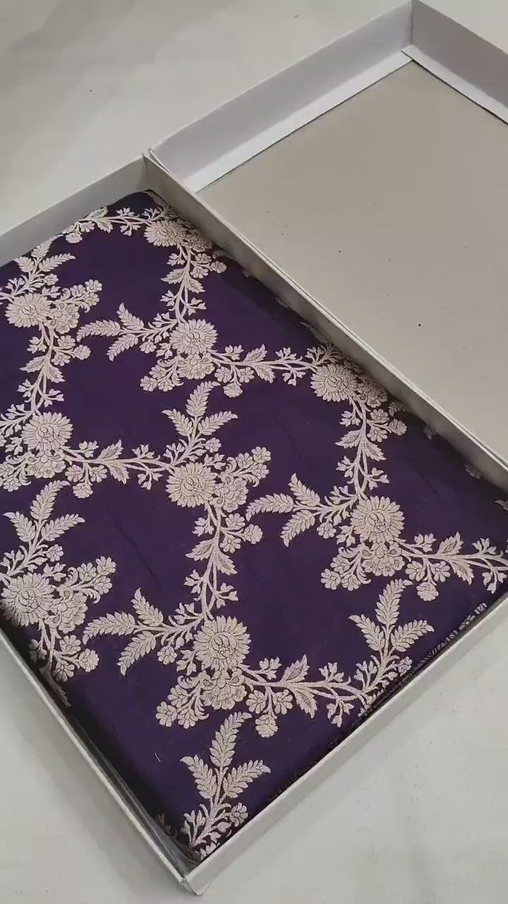 Pure Katan Silk Banarasi Saree with Jaal Work