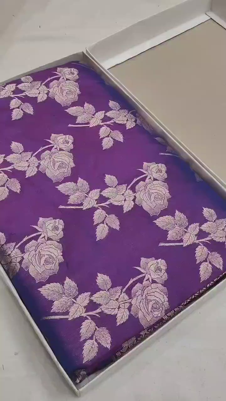Pure Katan Silk Banarasi Saree with Jaal Work
