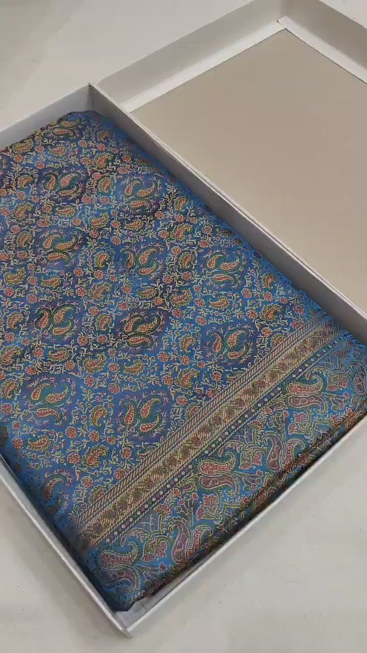 Mashroo Tanchui Silk Banarasi Saree with Meenakari Weave