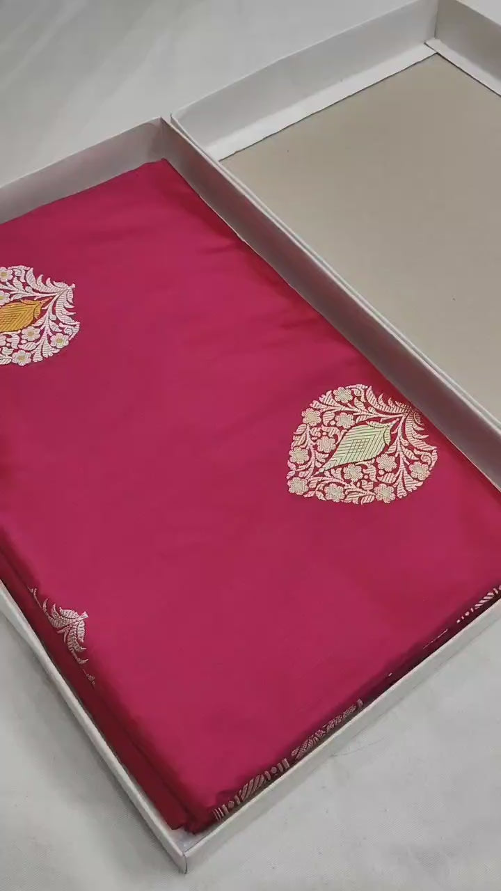 Pure Katan Silk Kadhwa Buta Handloom Saree – Real Zari Banarasi Masterpiece