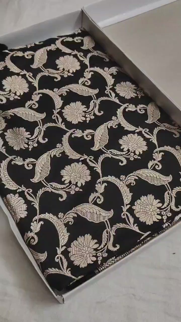 Pure Katan Silk Banarasi Saree with Jaal Work
