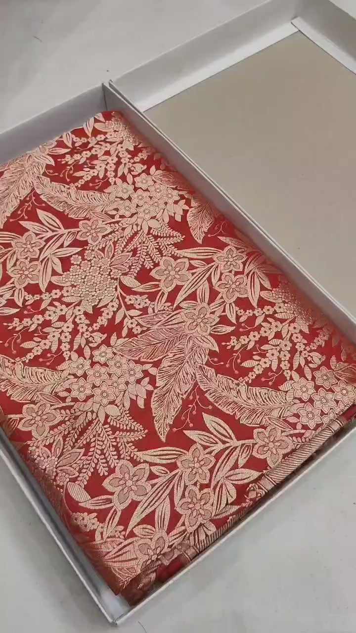 Pure Katan Silk Brocade Saree – Handwoven Banarasi Saree for Weddings & Festive Wear