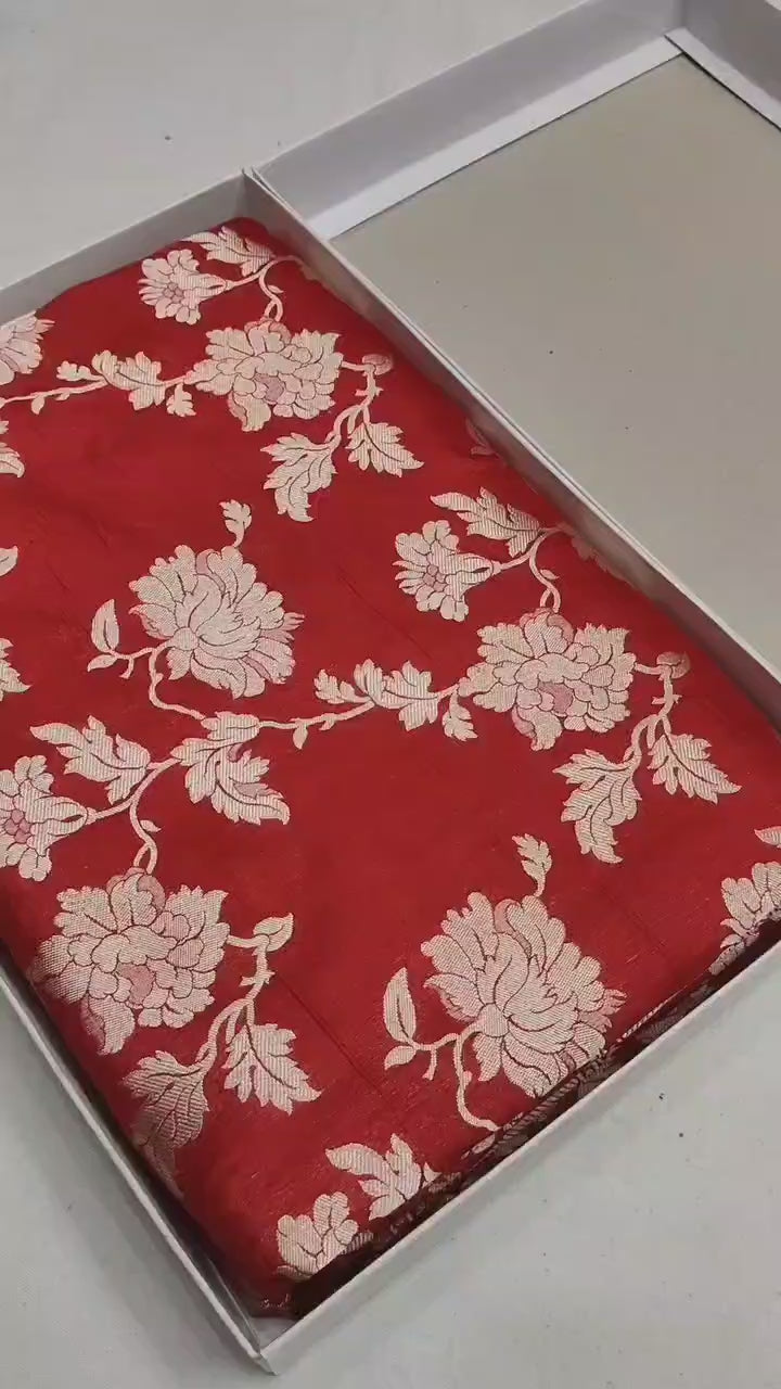 Pure Katan Silk Banarasi Saree with Jaal Work