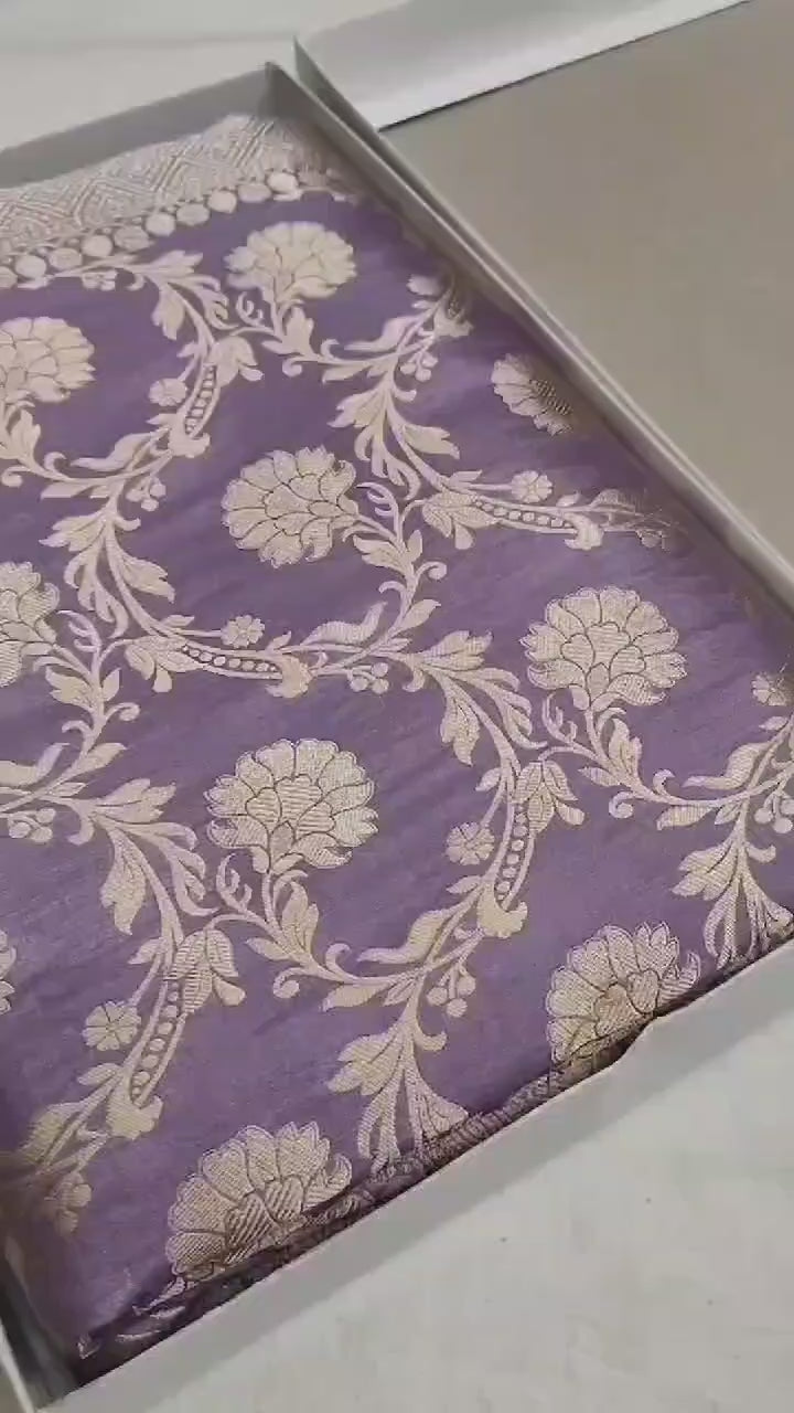 Pure Katan Silk Banarasi Saree with Jaal Work