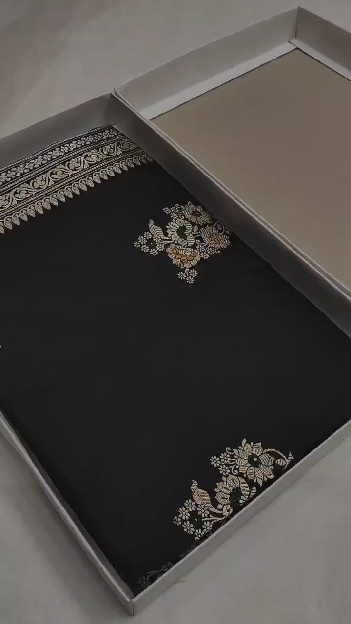 Pure Katan Silk Kadhwa Buta Handloom Saree – Real Zari Banarasi Masterpiece
