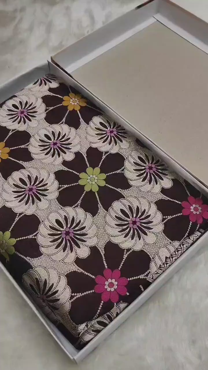 Pure Katan Silk Tilfi Minakari Banarasi Saree – Floral Brocade work