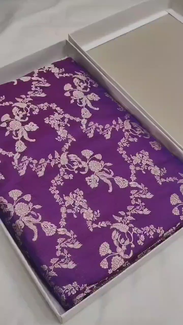 Pure Katan Silk Banarasi Saree with Jaal Work