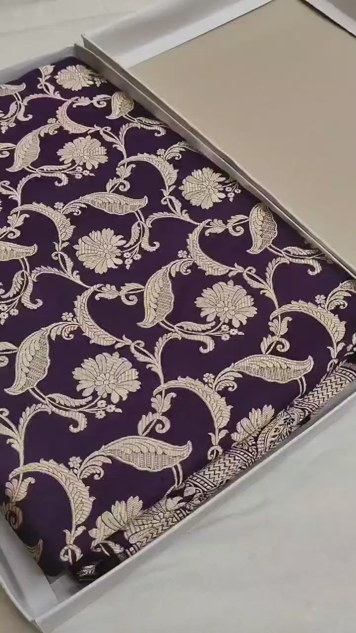 Pure Katan Silk Banarasi Saree with Jaal Work