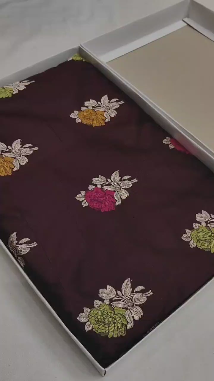 Handwoven Pure Katan Silk Alfi Butadar Minakari Banarasi Saree – Woven in Sona Rupa Grandeur