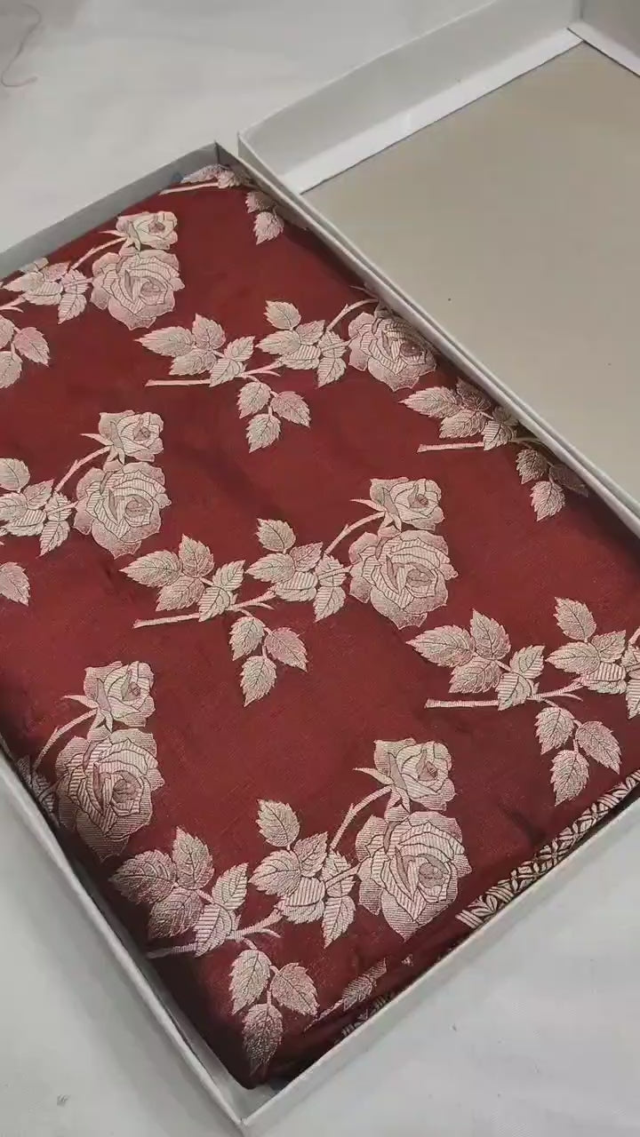 Pure Katan Silk Banarasi Saree with Jaal Work