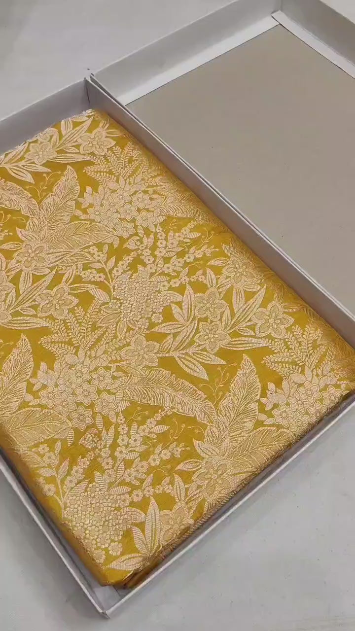 Pure Katan Silk Brocade Saree – Handwoven Banarasi Saree for Weddings & Festive Wear