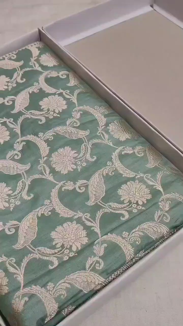 Pure Katan Silk Banarasi Saree with Jaal Work