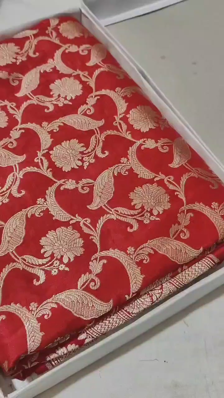 Pure Katan Silk Banarasi Saree with Jaal Work