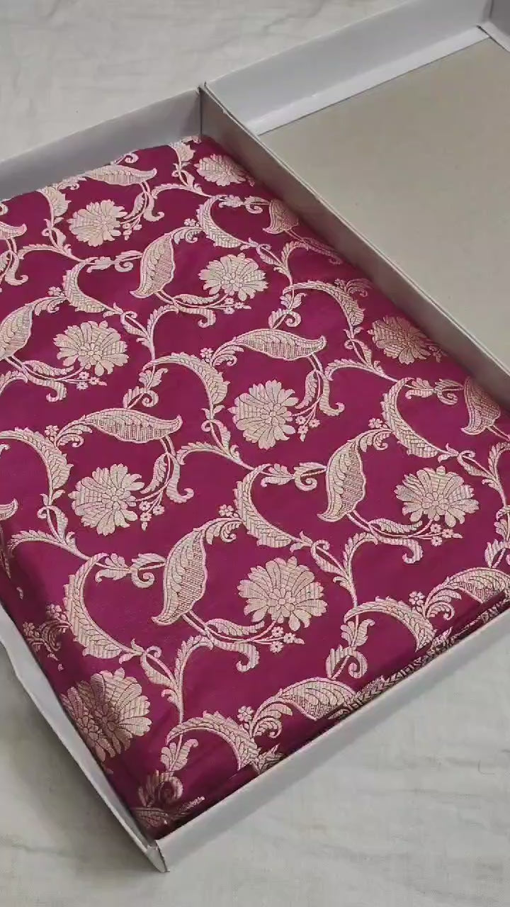 Pure Katan Silk Banarasi Saree with Jaal Work
