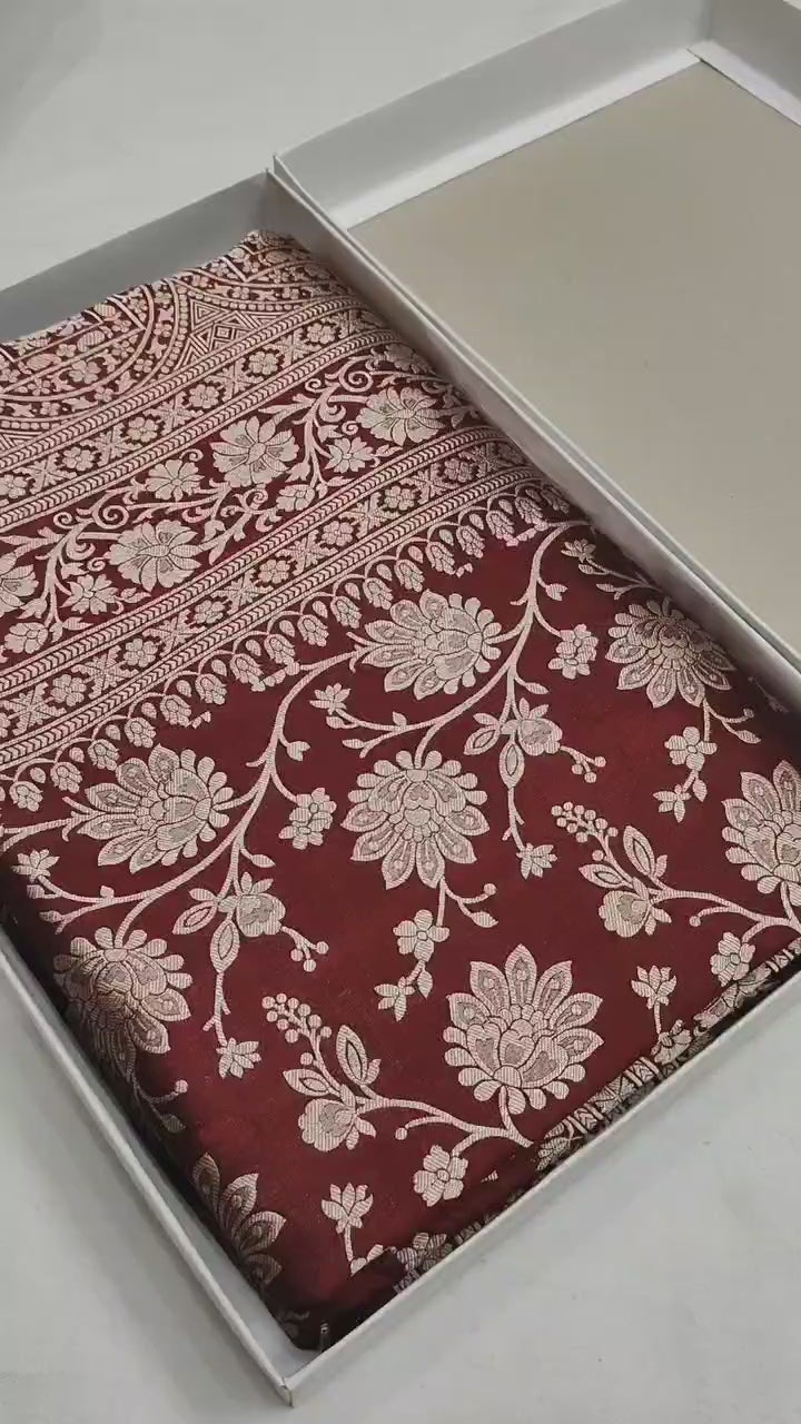 Pure Katan Silk Banarasi Saree with Jaal Work