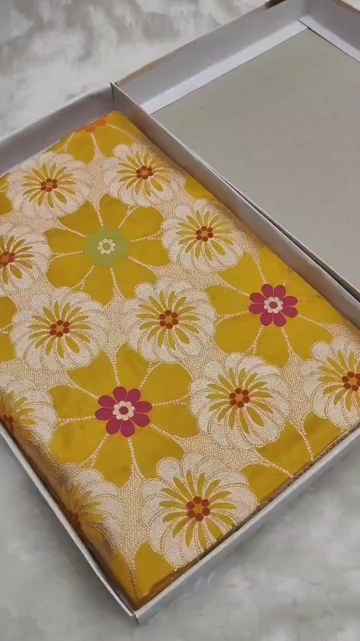 Pure Katan Silk Tilfi Minakari Banarasi Saree – Floral Brocade work