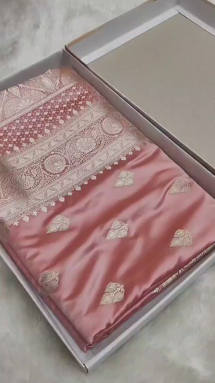 Mashroo Silk Banarasi Saree with gold zari work