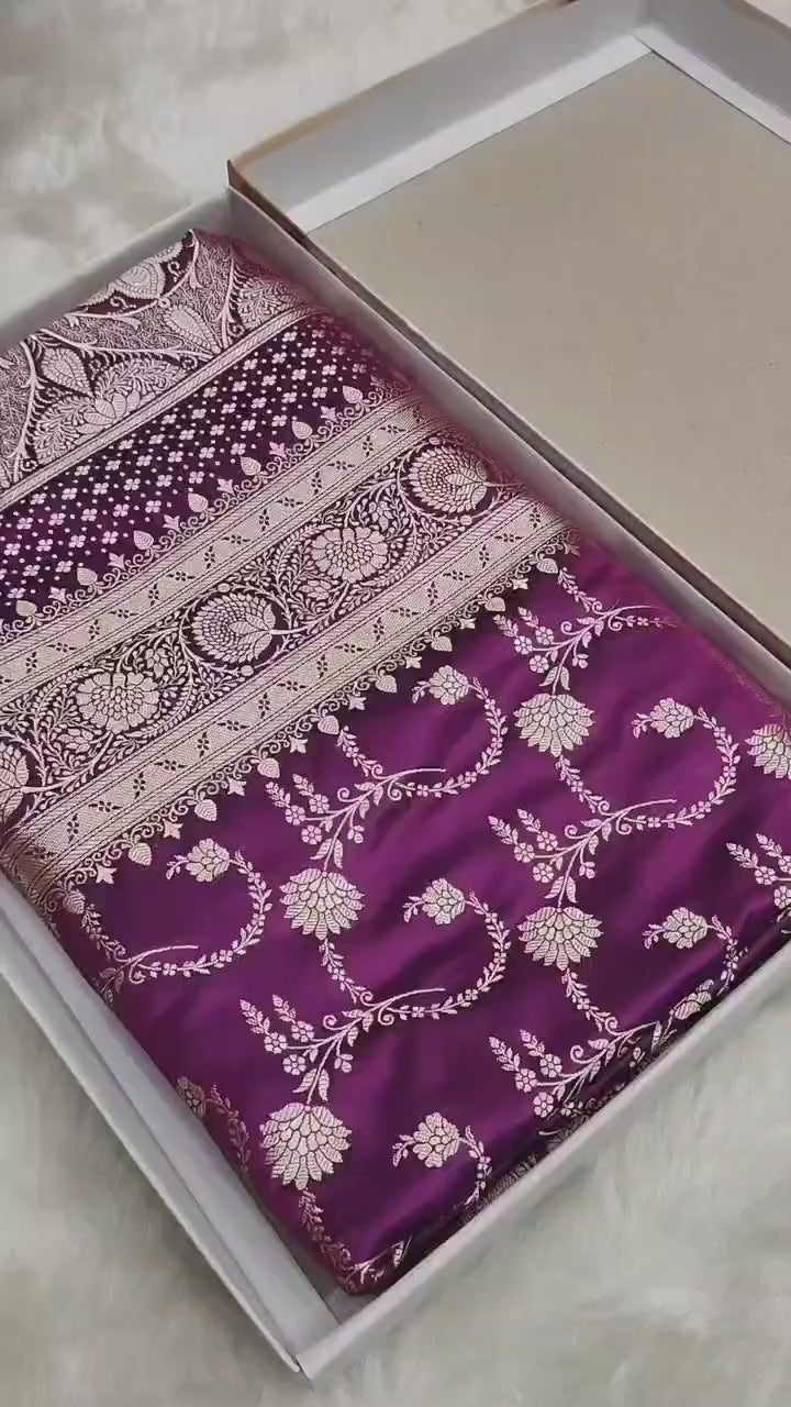 Mashroo Silk Banarasi Saree with gold zari work
