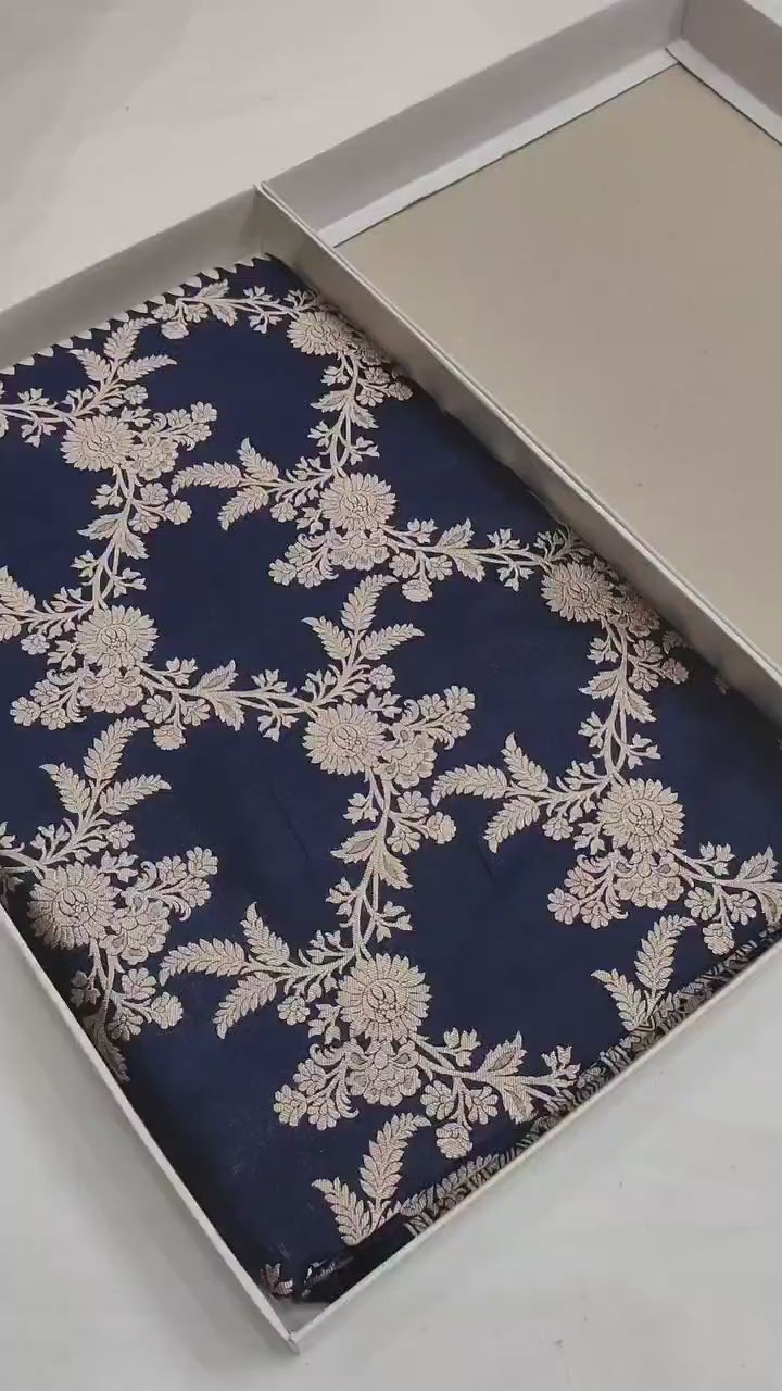 Pure Katan Silk Banarasi Saree with Jaal Work