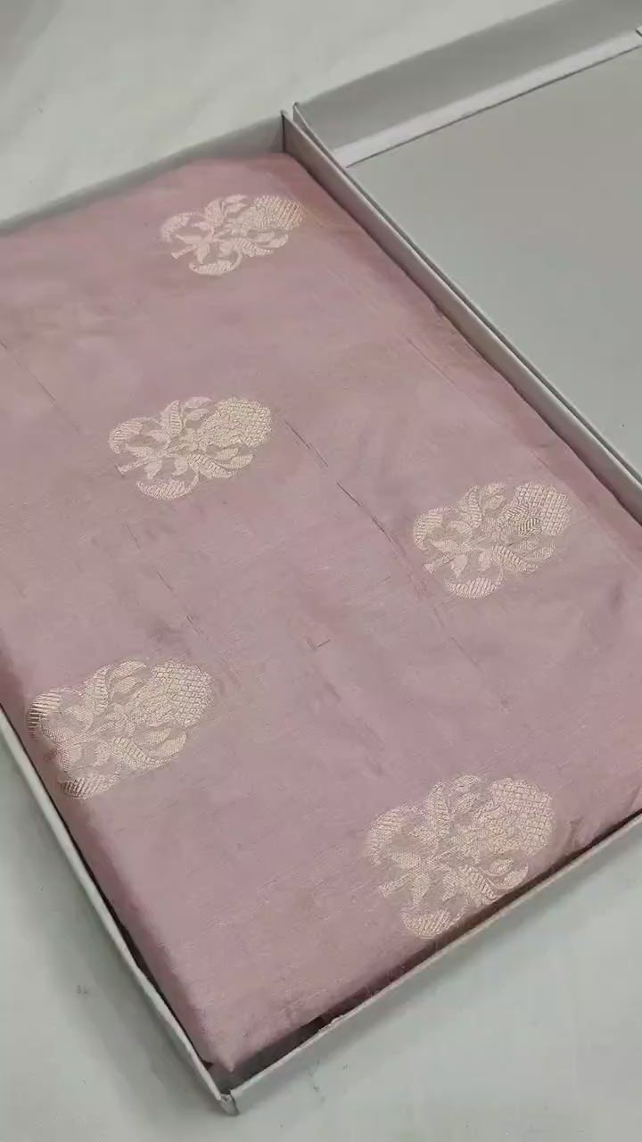 Pure Katan Silk Handloom Saree with Big Buta Motifs & Zari – Royal Banarasi Weave | Heritage Elegance
