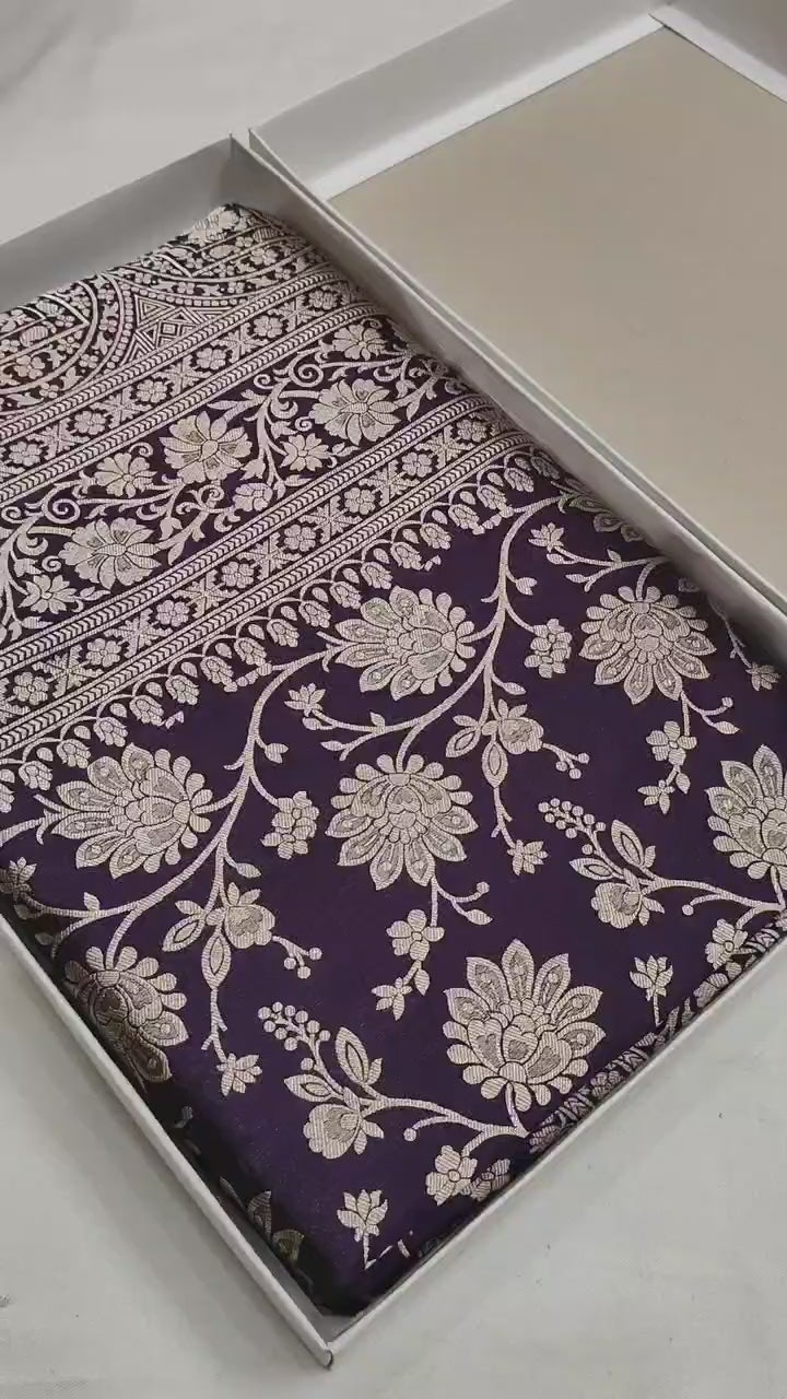 Pure Katan Silk Banarasi Saree with Jaal Work