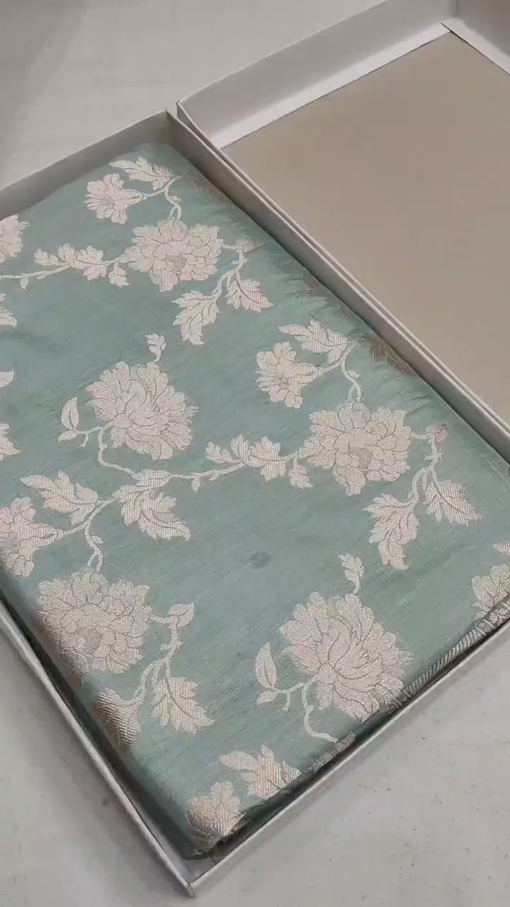 Pure Katan Silk Banarasi Saree with Jaal Work