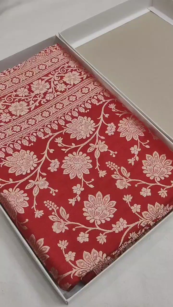 Pure Katan Silk Banarasi Saree with Jaal Work