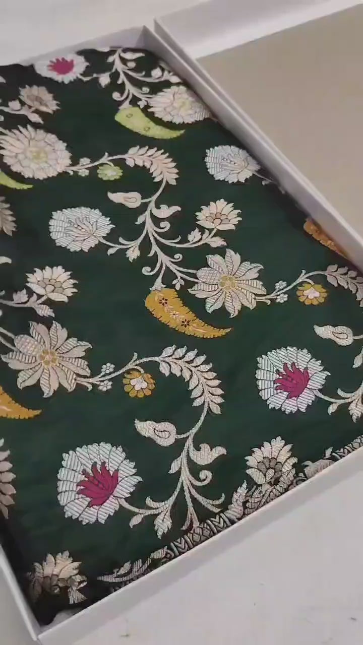 Handwoven Pure Katan Silk Tilfi Minakari Banarasi Saree – Woven in Sona Rupa Grandeur