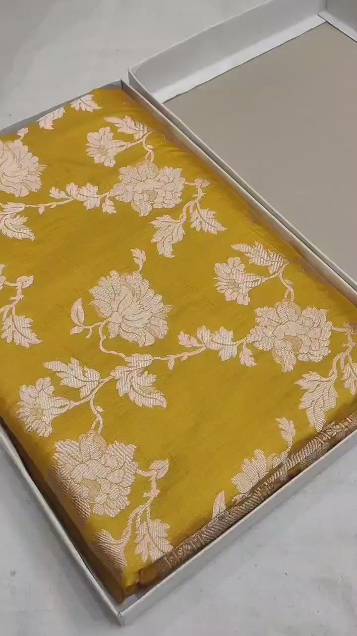 Pure Katan Silk Banarasi Saree with Jaal Work