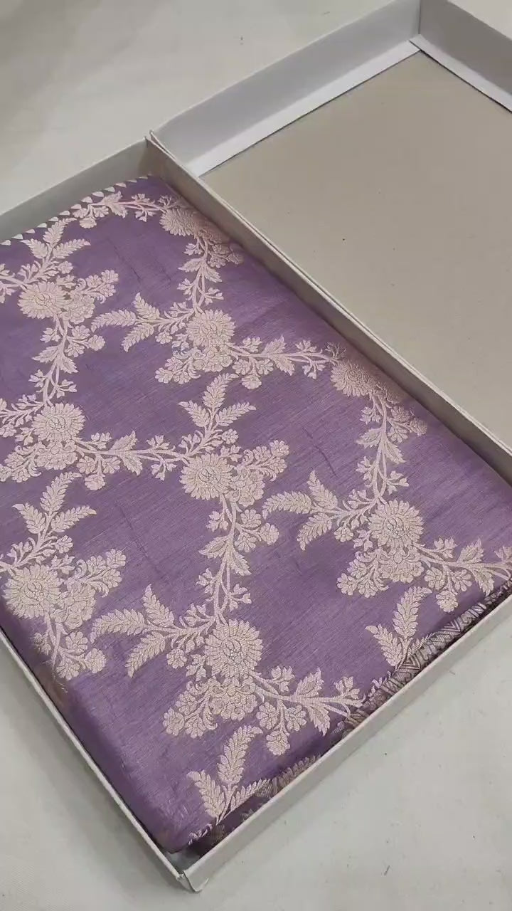 Pure Katan Silk Banarasi Saree with Jaal Work