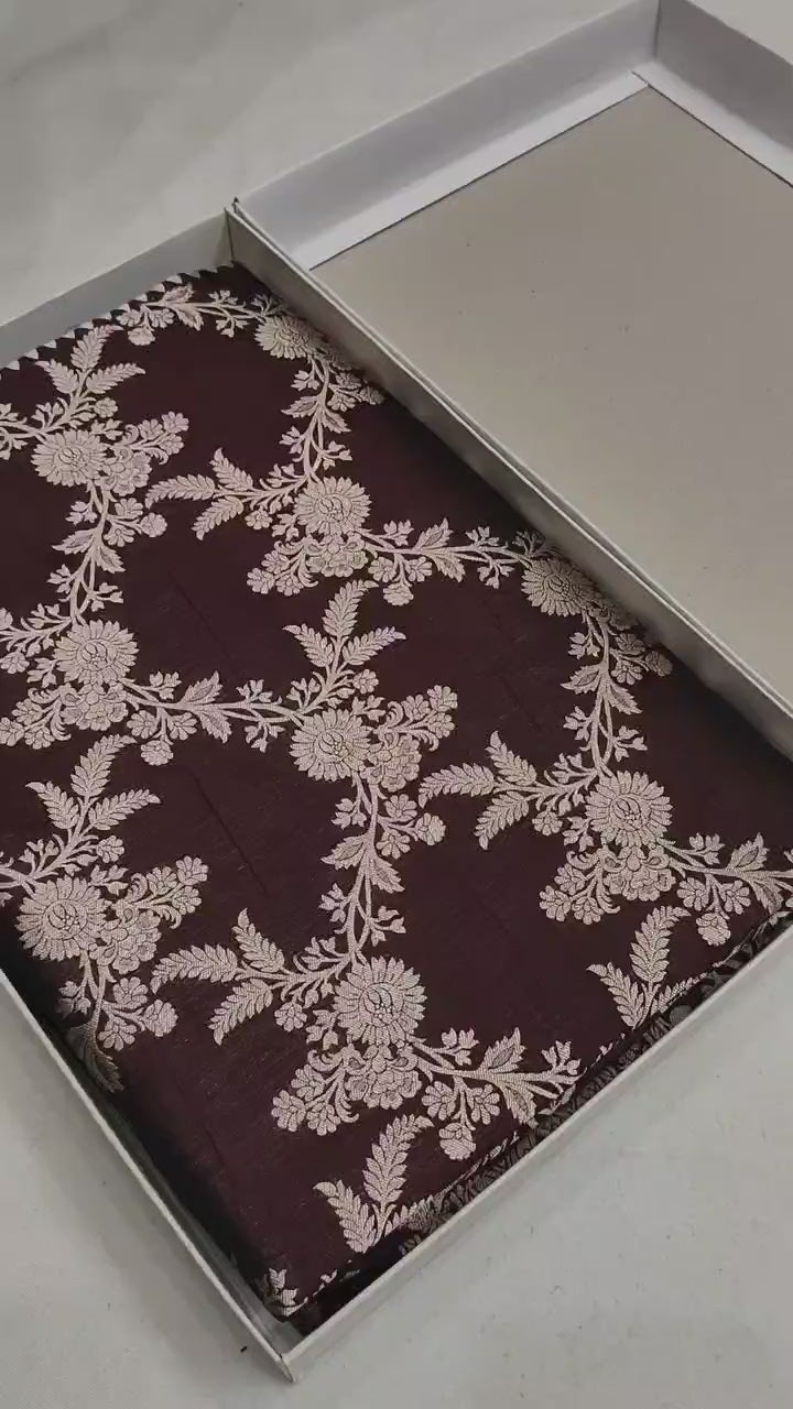 Pure Katan Silk Banarasi Saree with Jaal Work