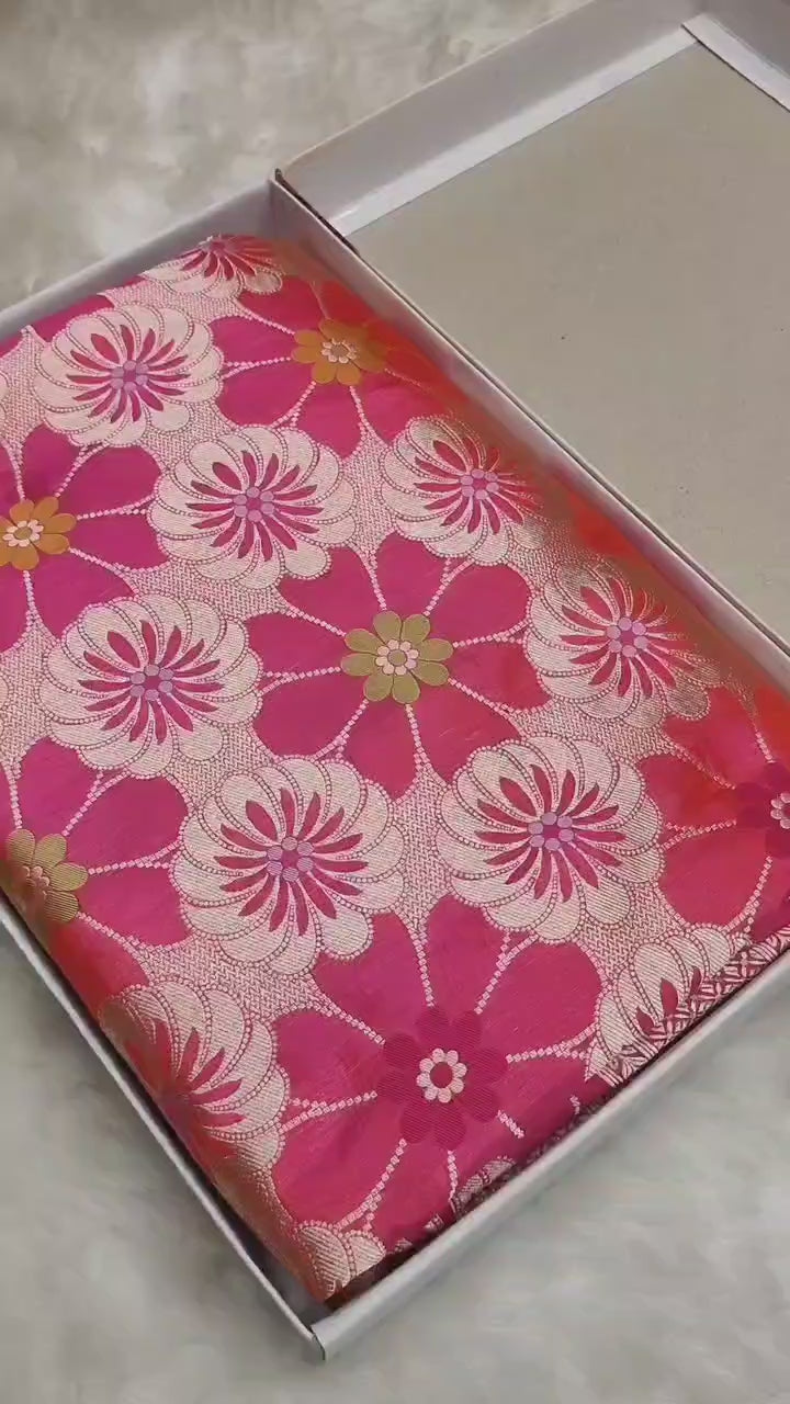 Pure Katan Silk Tilfi Minakari Banarasi Saree – Floral Brocade work