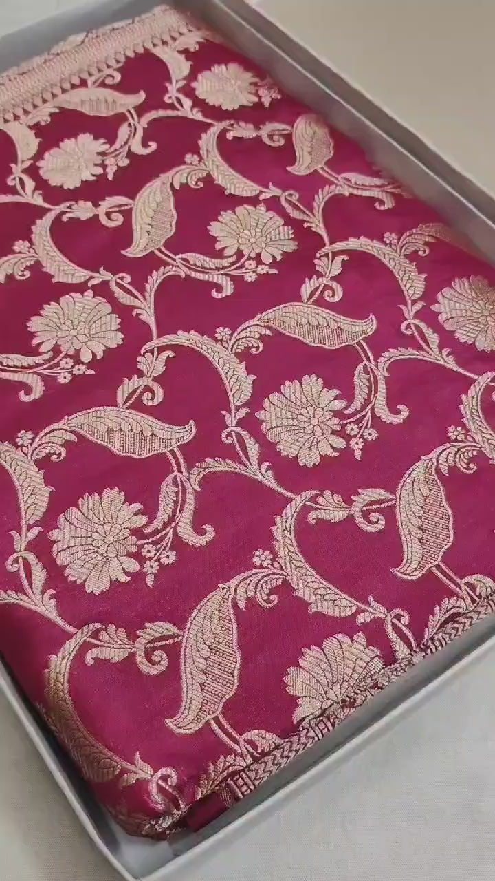 Pure Katan Silk Banarasi Saree with Jaal Work