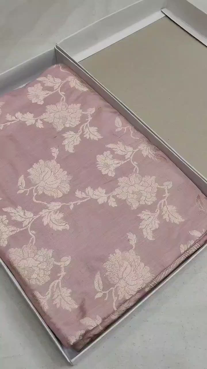 Pure Katan Silk Banarasi Saree with Jaal Work