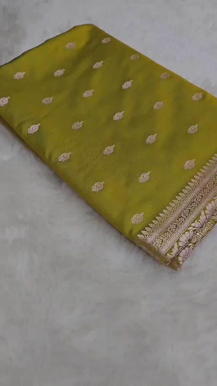 Mashroo Silk Banarasi Saree with gold zari work