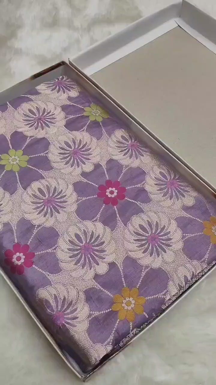 Pure Katan Silk Tilfi Minakari Banarasi Saree – Floral Brocade work