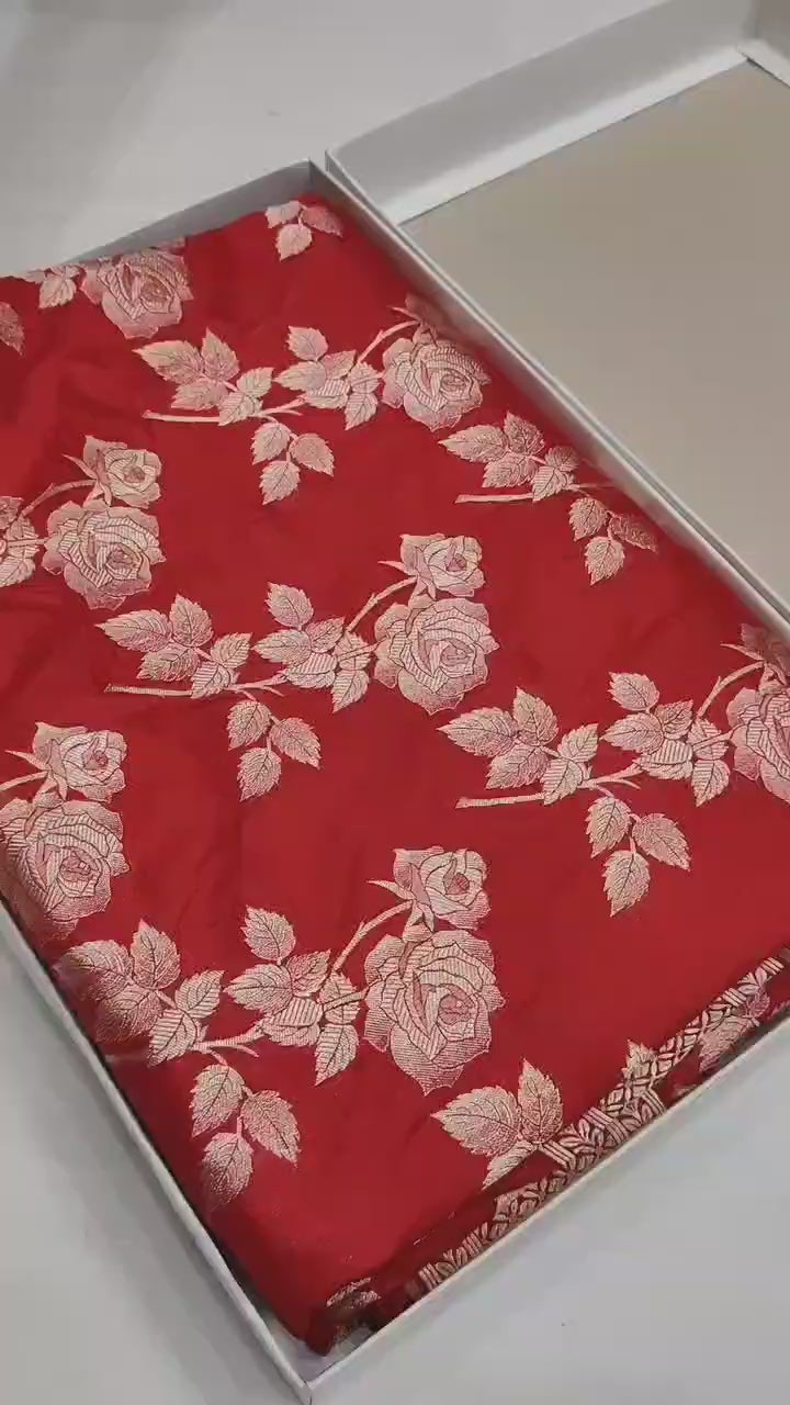 Pure Katan Silk Banarasi Saree with Jaal Work