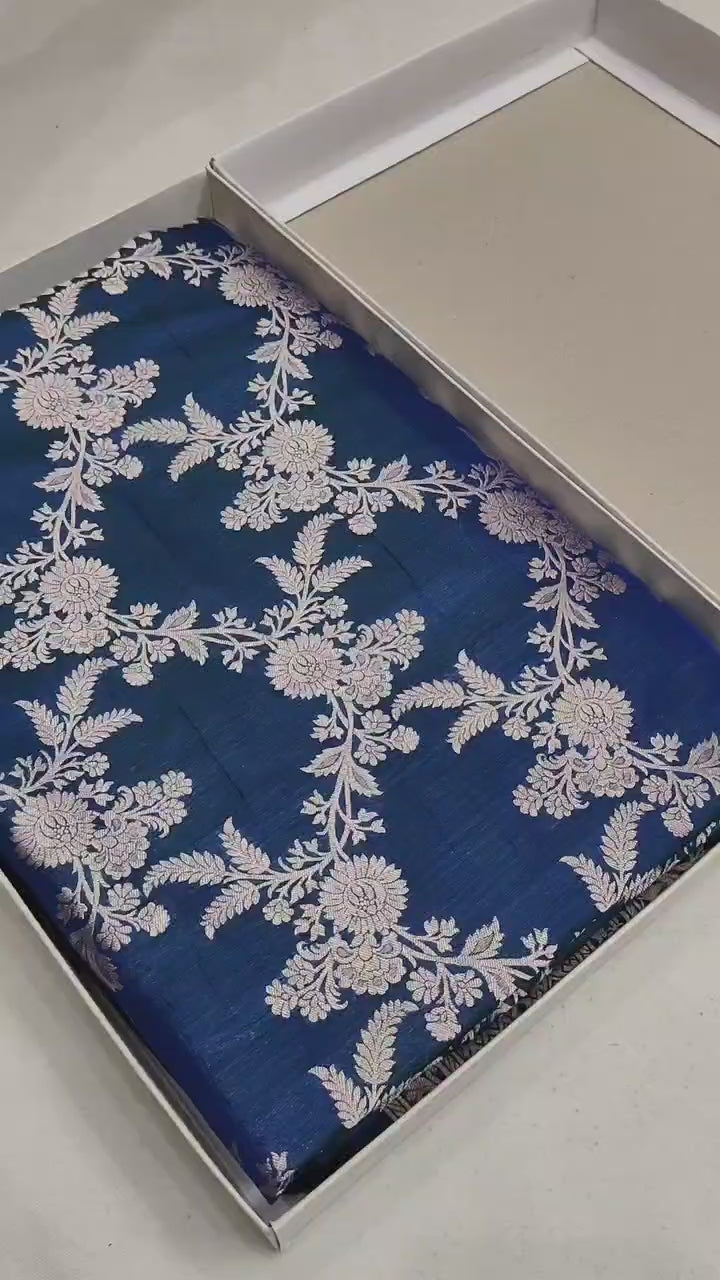 Pure Katan Silk Banarasi Saree with Jaal Work