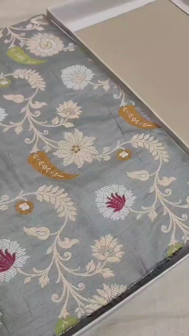 Handwoven Pure Katan Silk Tilfi Minakari Banarasi Saree – Woven in Sona Rupa Grandeur